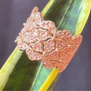 Gold Intricate Botanical Ring with Sparkling Stones